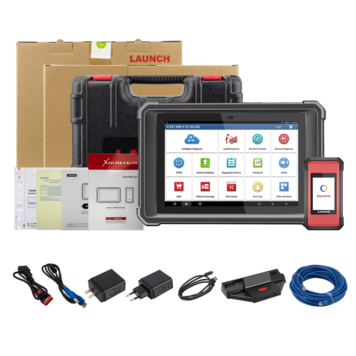 LAUNCH X-431 PAD V Elite – profesionāla diagnostika ar J2534, CAN FD un DoIP